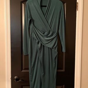 Elegant Green Wrap Dress